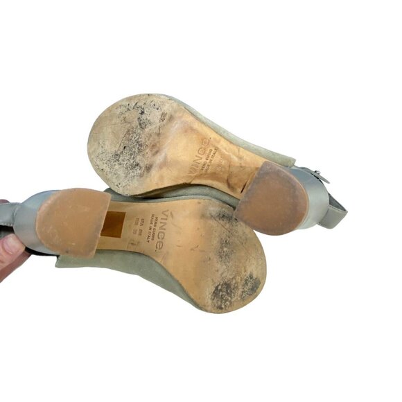 VINCE Women Heel Size 8 Gray Addison Peep Toe Block Suede Casual Party Office - Picture 9 of 12